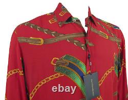 NEW Vintage Polo Ralph Lauren Shirt! L Red Awesome Equestrian Print ITALY