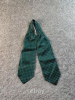 NEW Vintage Ralph Lauren Ascot Green White Silk USA Made Neck Tie Polka Dot Mens