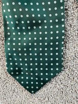 NEW Vintage Ralph Lauren Ascot Green White Silk USA Made Neck Tie Polka Dot Mens