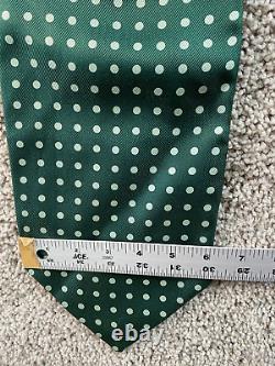 NEW Vintage Ralph Lauren Ascot Green White Silk USA Made Neck Tie Polka Dot Mens