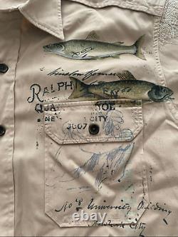 NEW Vintage Rare Men Polo Ralph Lauren Fly Fishing Canvas Shirt Large NWOT