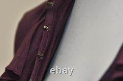 NEW w TAGS Ralph Lauren Burgundy Plum Ruffle Bow Silk Blouse Knit Top M