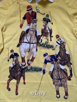 NWOT Polo Ralph Lauren 5 Five Horsemen Yellow Rugby Long Sleeve Shirt M Medium