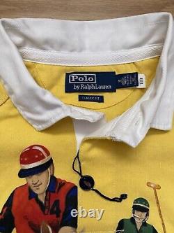 NWOT Polo Ralph Lauren 5 Five Horsemen Yellow Rugby Long Sleeve Shirt M Medium