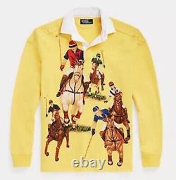 NWOT Polo Ralph Lauren 5 Five Horsemen Yellow Rugby Long Sleeve Shirt M Medium