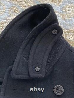 NWOT Polo Ralph Lauren Wool Double-Breasted Black Pea Coat Jacket Mens M