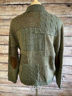 NWT $1200 Polo Ralph Lauren Patchwork Cardigan Sweater Size XL Wool