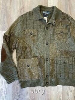 NWT $1200 Polo Ralph Lauren Patchwork Cardigan Sweater Size XL Wool