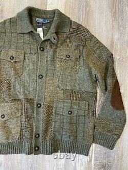 NWT $1200 Polo Ralph Lauren Patchwork Cardigan Sweater Size XL Wool