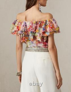 NWT $1690 Ralph Lauren Collection Desarae Linen Silk Gauze Multi Blouse Sz O
