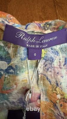 NWT $1690 Ralph Lauren Collection Desarae Linen Silk Gauze Multi Blouse Sz O