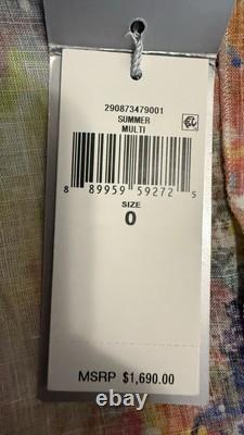 NWT $1690 Ralph Lauren Collection Desarae Linen Silk Gauze Multi Blouse Sz O