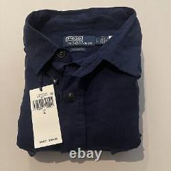 NWT $198 Ralph Lauren Classic Fit Linen-silk Popover Shirt