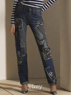 NWT $1990 RALPH LAUREN COLLECTION O'Connor PATCHWORK STRAIGHT-LEG Jeans Sz 27