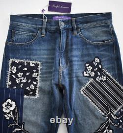 NWT $1990 RALPH LAUREN COLLECTION O'Connor PATCHWORK STRAIGHT-LEG Jeans Sz 27