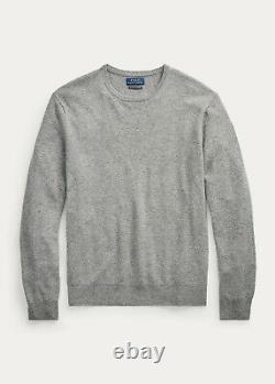 NWT $248 Polo Ralph Lauren Washable 100% Cashmere Crew Neck Sweater Grey Sz S