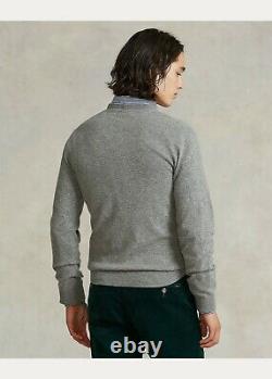 NWT $248 Polo Ralph Lauren Washable 100% Cashmere Crew Neck Sweater Grey Sz S