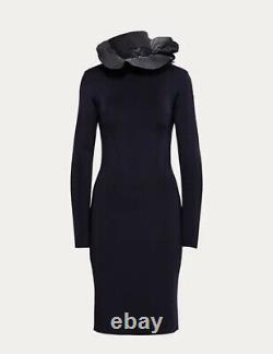 NWT $2990 Ralph Lauren Collection Ruffle-Collar Long Sleeve Navy Dress Sz XS