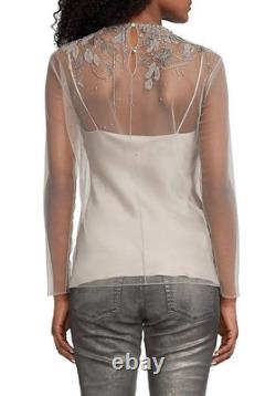 NWT $3490 Ralph Lauren Collection Fiorenzo Embellished Tulle Blouse Sz 10