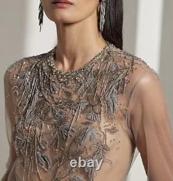 NWT $3490 Ralph Lauren Collection Fiorenzo Embellished Tulle Blouse Sz 6