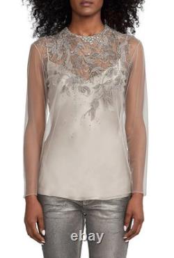 NWT $3490 Ralph Lauren Collection Fiorenzo Embellished Tulle Blouse Sz 6