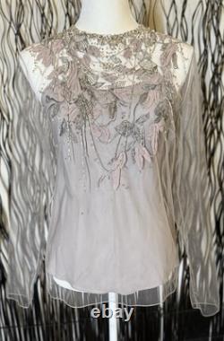 NWT $3490 Ralph Lauren Collection Fiorenzo Embellished Tulle Blouse Sz 6