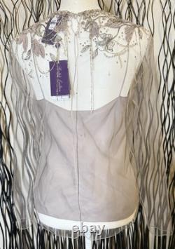 NWT $3490 Ralph Lauren Collection Fiorenzo Embellished Tulle Blouse Sz 6