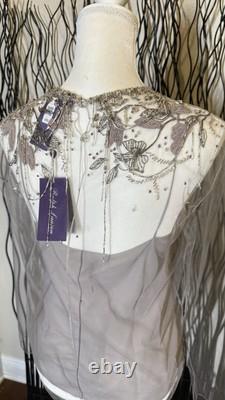 NWT $3490 Ralph Lauren Collection Fiorenzo Embellished Tulle Blouse Sz 6
