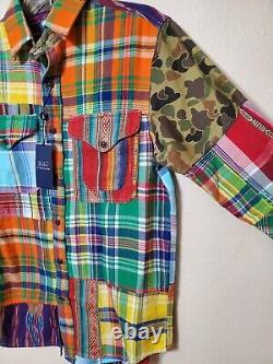 NWT $368 Polo Ralph Lauren Mens Patchworks Voyager LS Buttondown Multi SZ Small