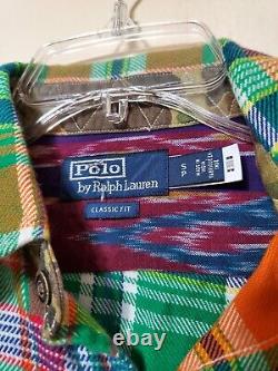 NWT $368 Polo Ralph Lauren Mens Patchworks Voyager LS Buttondown Multi SZ Small