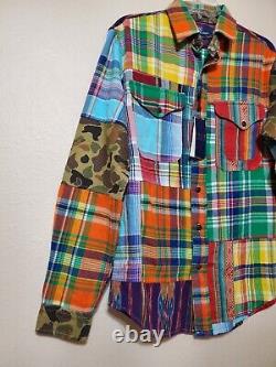 NWT $368 Polo Ralph Lauren Mens Patchworks Voyager LS Buttondown Multi SZ Small