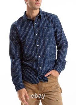 NWT $395 RRL by Ralph Lauren Men's Indigo Blue Print Woven Workshirt Sz M