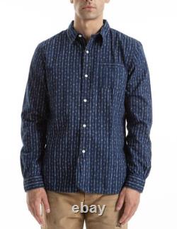 NWT $395 RRL by Ralph Lauren Men's Indigo Blue Print Woven Workshirt Sz M