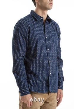 NWT $395 RRL by Ralph Lauren Men's Indigo Blue Print Woven Workshirt Sz M