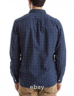 NWT $395 RRL by Ralph Lauren Men's Indigo Blue Print Woven Workshirt Sz M