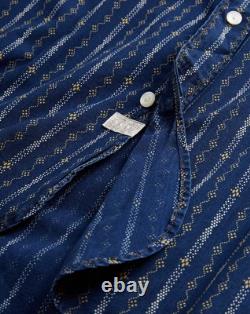 NWT $395 RRL by Ralph Lauren Men's Indigo Blue Print Woven Workshirt Sz M