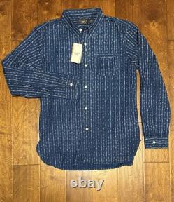 NWT $395 RRL by Ralph Lauren Men's Indigo Blue Print Woven Workshirt Sz M