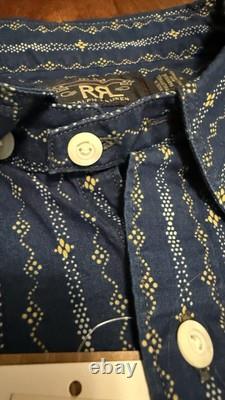 NWT $395 RRL by Ralph Lauren Men's Indigo Blue Print Woven Workshirt Sz M
