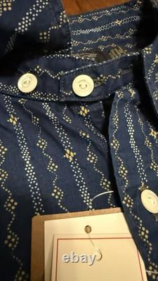 NWT $395 RRL by Ralph Lauren Men's Indigo Blue Print Woven Workshirt Sz M