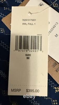 NWT $395 RRL by Ralph Lauren Men's Indigo Blue Print Woven Workshirt Sz M