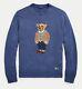 Nwt $398 Ralph Lauren Polo Bear Cotton Blue Embroidered Sweatshirt Men's Sz M