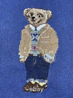 NWT $398 Ralph Lauren Polo Bear Cotton Blue Embroidered Sweatshirt Men's SZ M