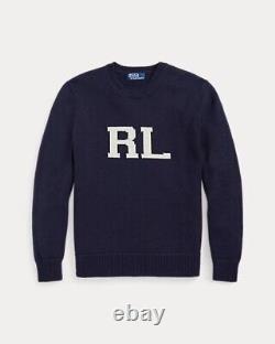 NWT $448 Polo Sweater RL Ralph Lauren Men Monogram Blue XL. Great Deal