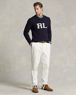 NWT $448 Polo Sweater RL Ralph Lauren Men Monogram Blue XL. Great Deal