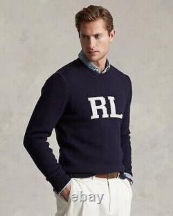NWT $448 Polo Sweater RL Ralph Lauren Men Monogram Blue XL. Great Deal
