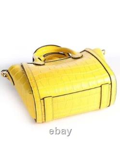 NWT LAUREN Ralph Lauren Croco Leather Mini Tyler Yellow Tote Satchel! Must Have