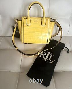 NWT LAUREN Ralph Lauren Croco Leather Mini Tyler Yellow Tote Satchel! Must Have