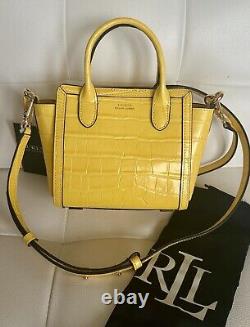 NWT LAUREN Ralph Lauren Croco Leather Mini Tyler Yellow Tote Satchel! Must Have