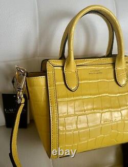 NWT LAUREN Ralph Lauren Croco Leather Mini Tyler Yellow Tote Satchel! Must Have