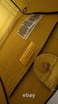 NWT LAUREN Ralph Lauren Croco Leather Mini Tyler Yellow Tote Satchel! Must Have